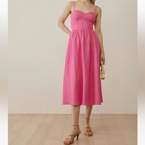 Reformation Pink Zander linen dress